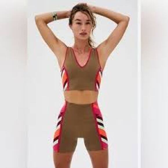 Free People Movement Stripe Color Blocking  Free Throw Crop Tank Large - Picture 1 of 4
